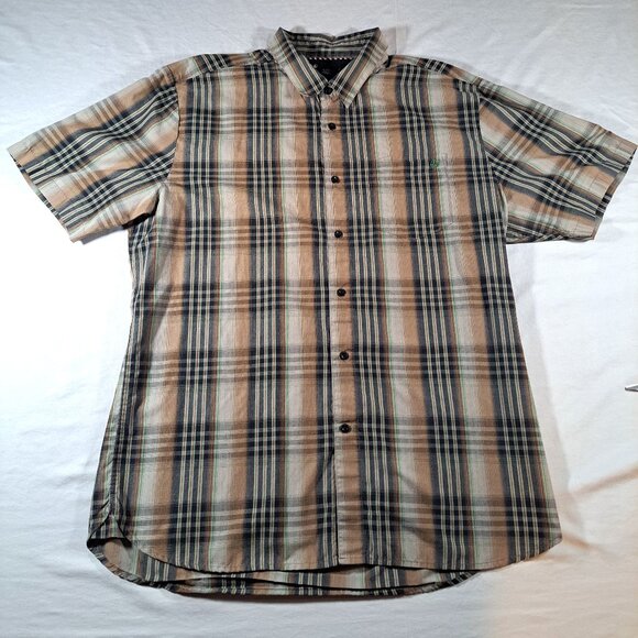 VOLCOM SS BRN/GRN/BLK PLAID MEN'S XL - Picture 1 of 4